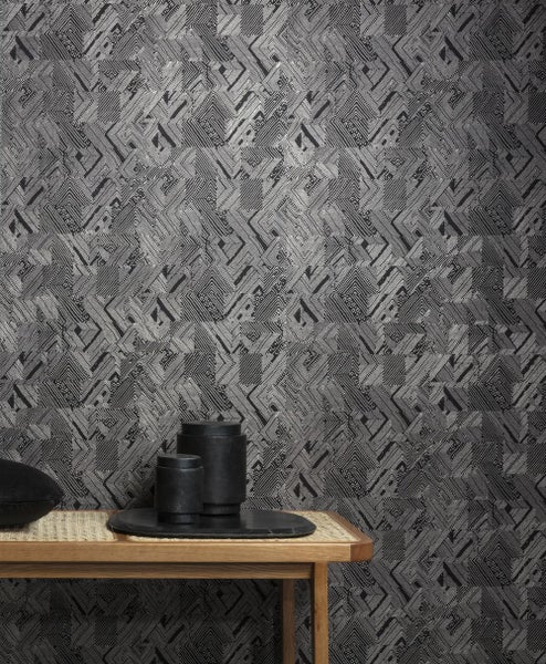 Masureel Tapete geometrisches Motiv Grau - 53 cm x 10.05 m - 630878