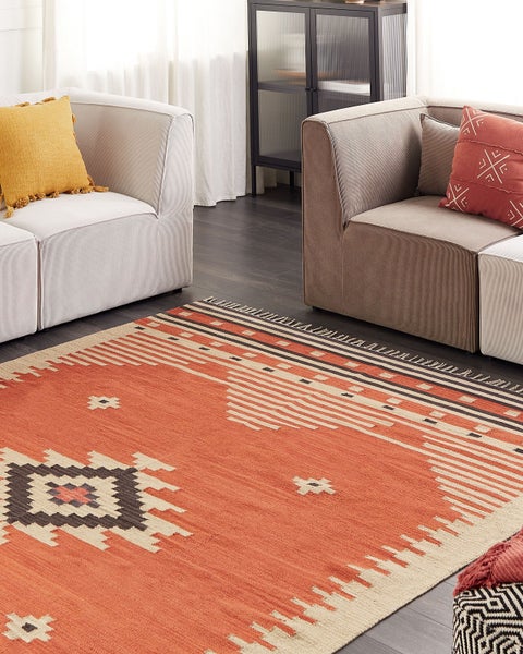 Teppich GAVAR Orange 200 x 300 cm Baumwolle Kelim