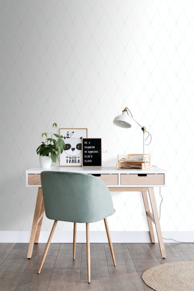 Origin Wallcoverings Tapete Karomuster Weiß und Pastell Mintgrün - 53 cm x 10.05 m - 347494