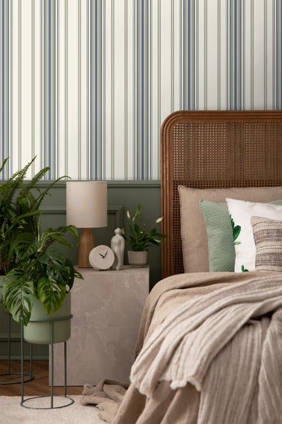 Sanders und Sanders Tapete Streifenmuster Beige und Blau - 50 x 900 cm - 935389