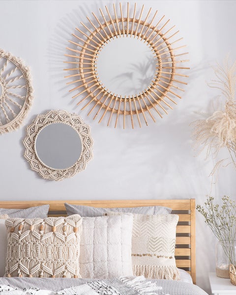 Wandspiegel STENEN 76 cm 76 cm Rattan Beige