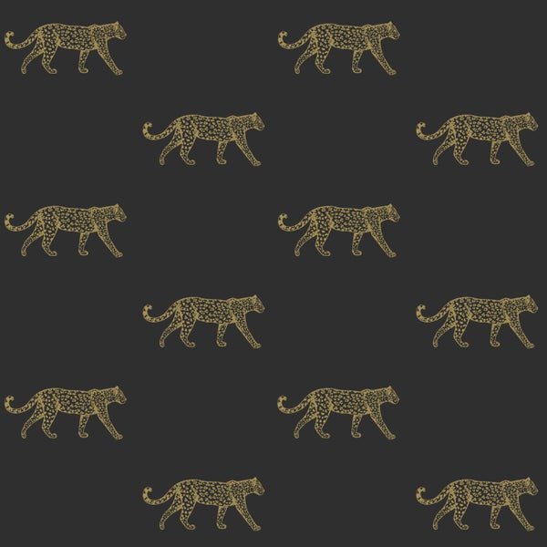 Origin Wallcoverings Tapete Panter Schwarz und Gold - 53 cm x 10.05 m - 347686