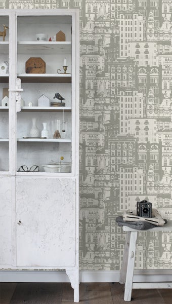 ESTAhome Tapete Gebäude Taupe - 53 cm x 10.05 m - 138224