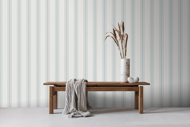 Sanders und Sanders Tapete Streifen Hellblau und Beige - 53 cm x 10 m - 640202