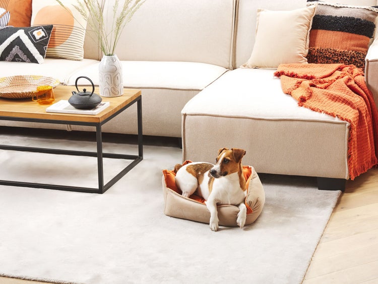 Tierbett IZMIR Samtstoff Orange Beige