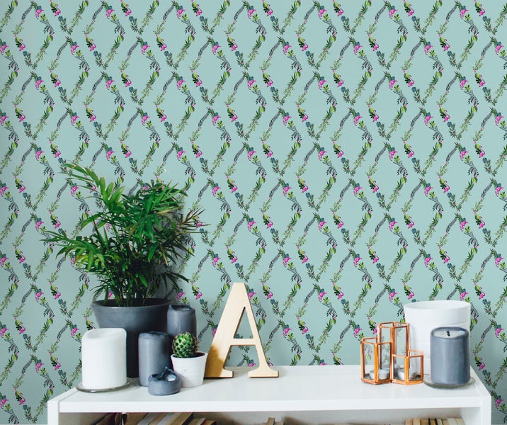 Walls4You Tapete tropische Pflanzen Türkis und Grün - 53 cm x 10 m - 640105