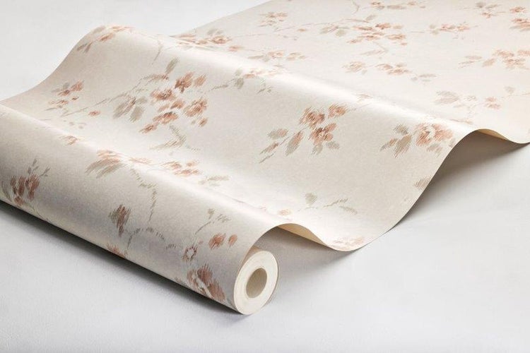 Borastapeter Tapete Blumen Beige und Rosa - 53 cm x 10.05 m - 660266