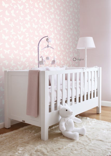 Origin Wallcoverings Tapete Schmetterlinge Rosa und Weiß - 53 cm x 10.05 m - 347691