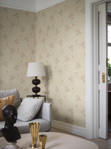 Borastapeter Tapete Blumen Sandbeige - 53 cm x 10.05 m - 660838