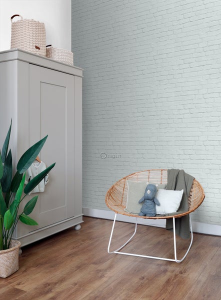 Origin Wallcoverings Tapete Stein-Optik Pastell Mintgrün - 53 cm x 10.05 m - 347487