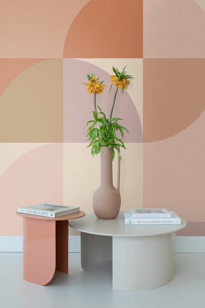 ESTAhome Fototapete Kreise im Bauhaus-Stil Terrakottarosa, Violett und Beige - 250 x 279 cm - 159367