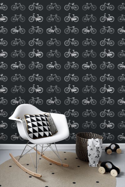 ESTAhome Tapete Fahrräder Schwarz und Weiß - 53 cm x 10.05 m - 128503