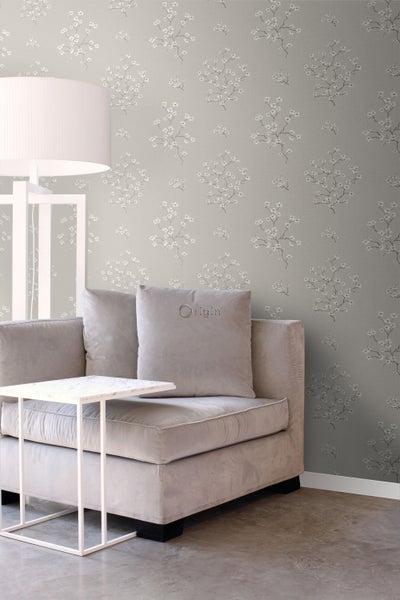 Origin Wallcoverings Tapete Blüte Taupe - 53 cm x 10.05 m - 346543