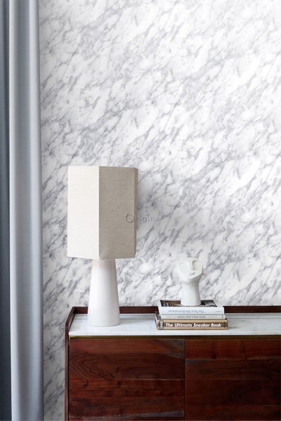 Origin Wallcoverings Tapete Marmor-Optik Elfenbeinweiß - 53 cm x 10.05 m - 347388