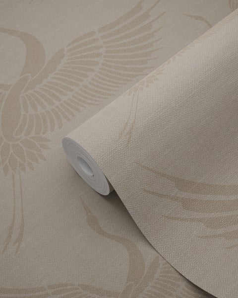 Origin Wallcoverings Tapete Kraniche Beige - 53 cm x 10.05 m - 347826