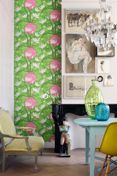 Origin Wallcoverings Tapete Magnolie Grün und Rosa - 53 cm x 10.05 m - 346926