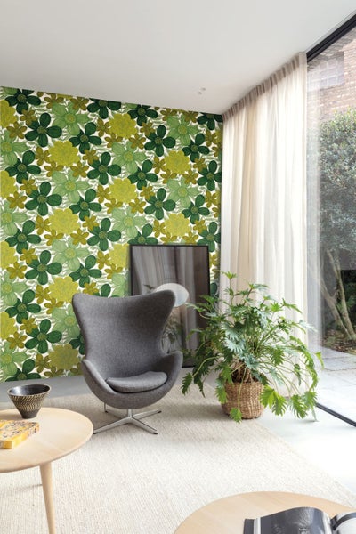 Masureel Tapete Blumen Grün - 53 cm x 10.05 m - 632003