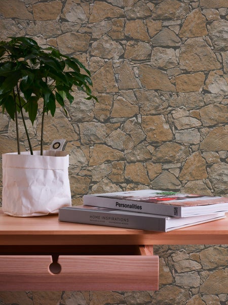 Nahaufnahme einer strukturierten Tapete mit Pflanzenmuster