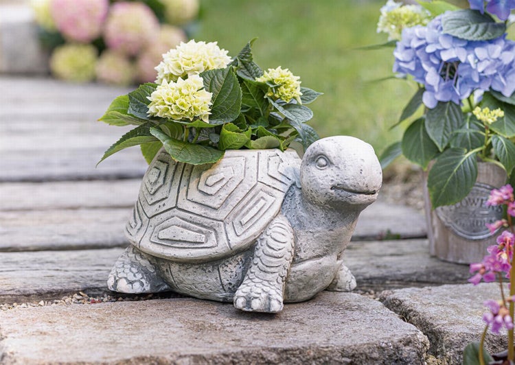 Dekoleidenschaft Pflanzer Schildkröte, Pflanzgefäß, Pflanztopf, Blumentopf, Übertopf, Gartendeko für Draußen