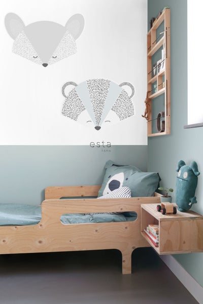 ESTAhome Wandtattoo Tierköpfe Grau und Blau - 70 x 51 cm - 158967