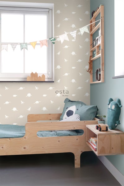 ESTAhome Tapete Dinosaurier Beige - 53 cm x 10.05 m - 139508