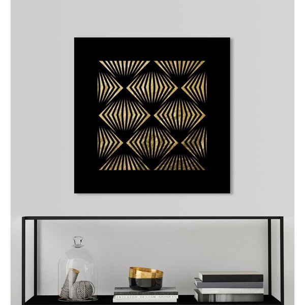 Blattgoldbild | Kreisel | Kunst | Wandbild mit Blattgold Applikationen| Handarbeit | Deko | P1779766_GOLD, Format: 70x70cm