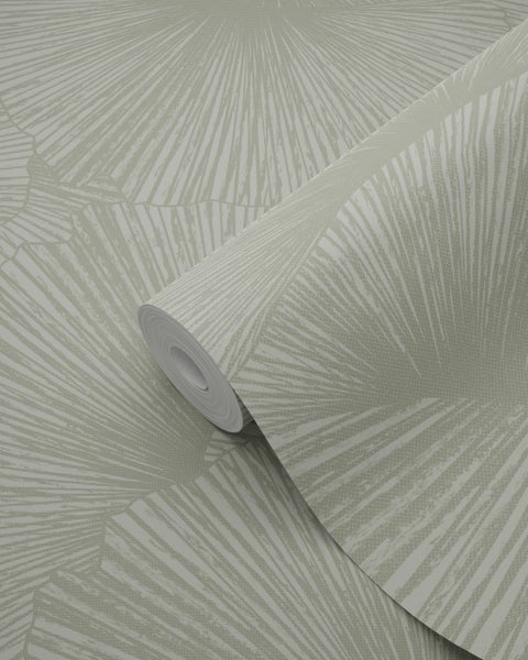Origin Wallcoverings Tapete 3D Muster Blätter Graugrün - 53 cm x 10.05 m - 348008