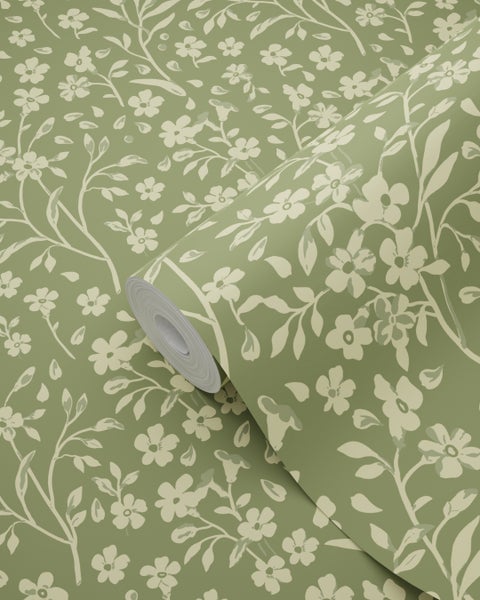 ESTAhome Tapete Blumen Grün - 50 x 900 cm - 131210