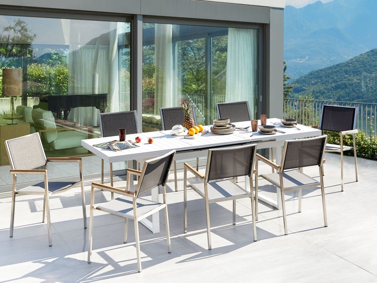 Gartenmöbel Set 8-Sitzer VALCANETTO/GROSSETO Metall Grau / Weiß
