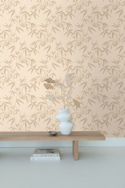ESTAhome Tapete Bambusblätter Beige - 0.53 x 10.05 m - 139733