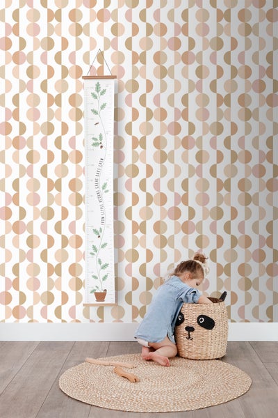 ESTAhome Tapete grafisches Motiv Terrakotta, Rosa und Beige - 50 x 900 cm - 139621