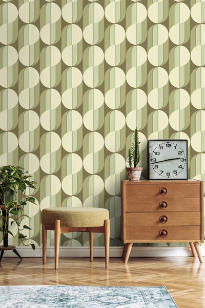 ESTAhome Tapete Retro-Ornamente Grün - 50 x 900 cm - 131589