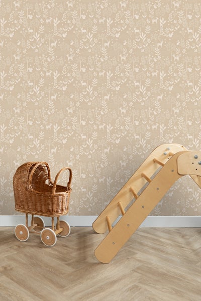 ESTAhome Tapete Wald mit Waldtieren Beige - 53 cm x 10.05 m - 139757