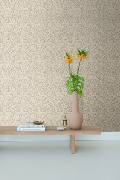 ESTAhome Tapete Blumenmuster Beigebraun - 50 x 900 cm - 139783