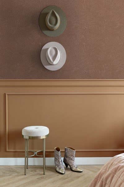 ESTAhome Tapete 3d Wellenförmige Linien Terrakottarosa - 50 x 900 cm - 131370