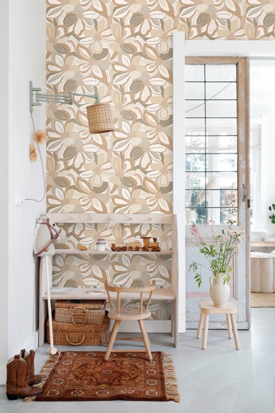 ESTAhome Tapete Blumenmuster Beige - 50 x 900 cm - 139628