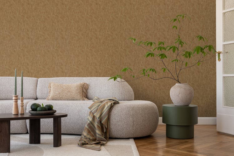 ESTAhome Tapete grafische Linien Ockergelb - 50 x 900 cm - 131412