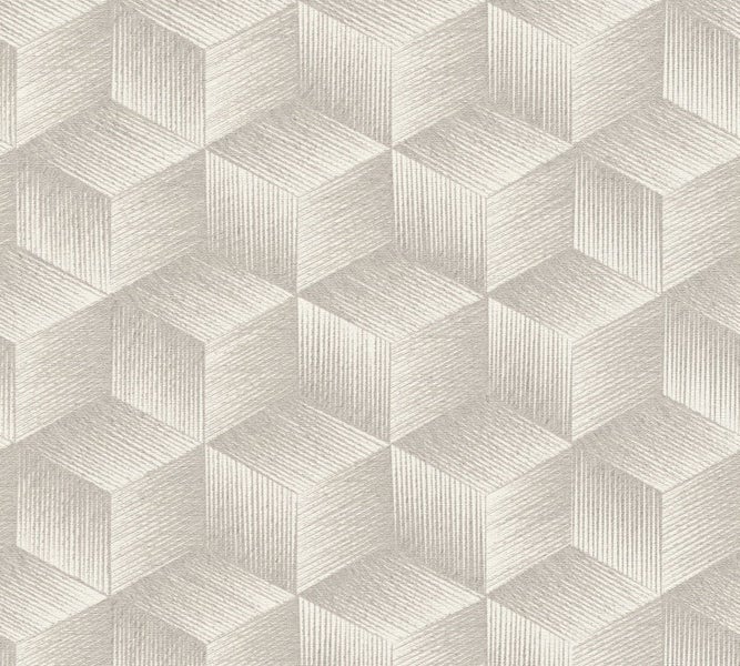 Collage einer Wand mit dreidimensionaler geometrischer Tapete, d'eco Logo, PVC-frei, wasserbasiert und lösemittelfreie Rezepturen, phthalatfrei