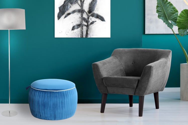 Hocker stilvoll, mit Stauraum Blau Rund Ø 63 cm