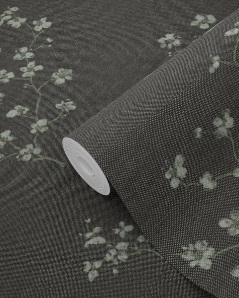 ESTAhome Tapete Blütenzweige Schwarz - 53 cm x 10.05 m - 148737