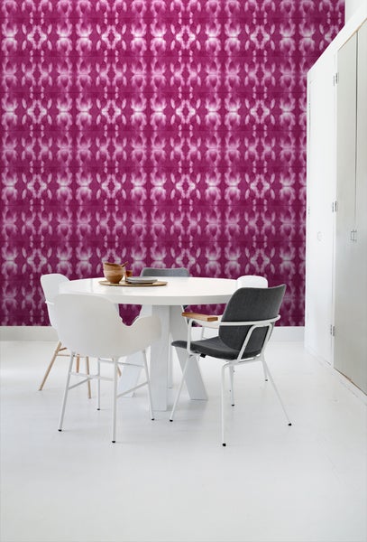 ESTAhome Tapete Tie-Dye Shibori Muster Tiefrosa - 53 cm x 10.05 m - 148684