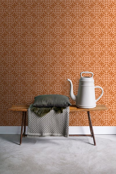 ESTAhome Tapete abgenutzte Fliesen Orangebraun - 50 x 900 cm - 131481
