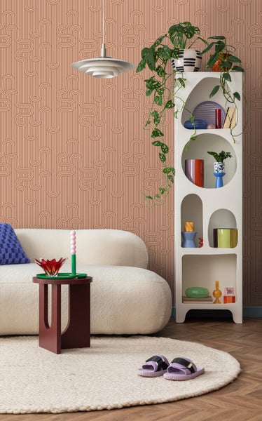 ESTAhome Tapete grafische Linien Terrakotta - 50 x 900 cm - 131024