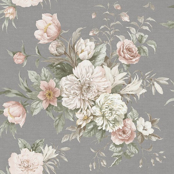 Borastapeter Tapete Blumenstillleben Grau - 53 cm x 10.05 m - 660261