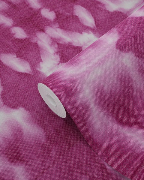 ESTAhome Tapete Tie-Dye Shibori Muster Tiefrosa - 53 cm x 10.05 m - 148684