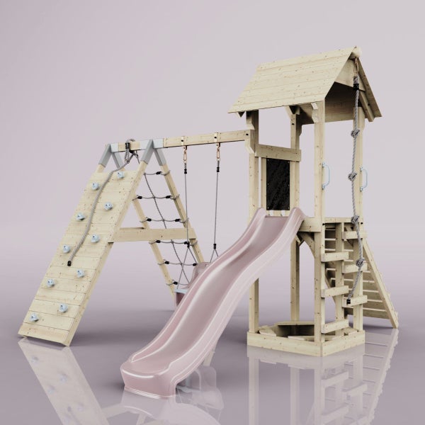 PolarPlay Spielturm Trondheim aus Holz in Rosa,, Naturbelassen