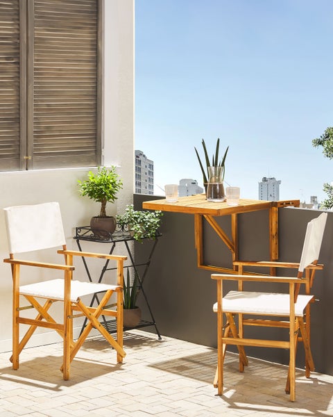 Gartenstuhl 2er Set CINE Akazienholz Cremeweiß