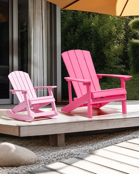 Pinkfarbener Adirondack-Stuhl für den Garten