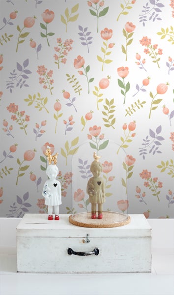 ESTAhome Tapete Blumen Pastell-Farben - 50 x 900 cm - 139976