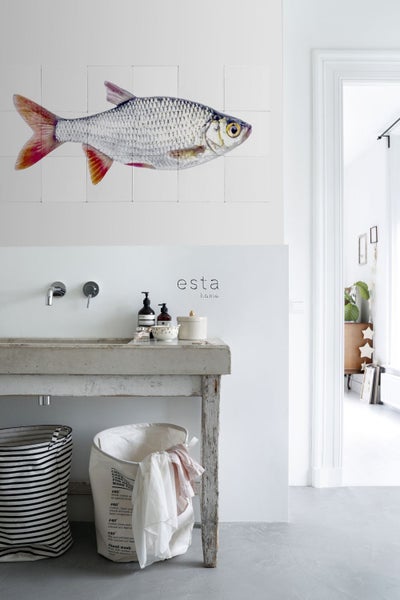 ESTAhome Wandtattoo Fisch Grau und Rot - 97 x 48.5 cm - 159029